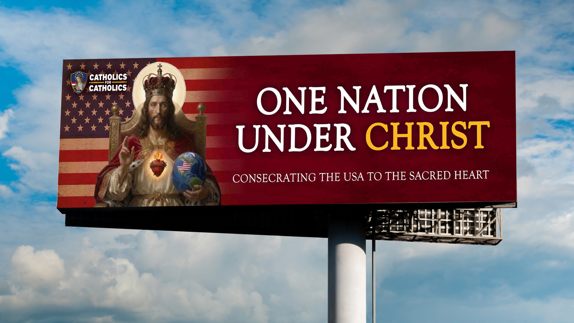 “ONE NATION UNDER CHRIST” – New Billboard Campaign Launched to Honor the Sacred Heart in the USA